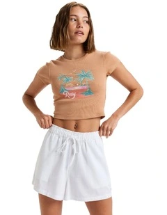 Place To Be Elastic Waist Shorts in White