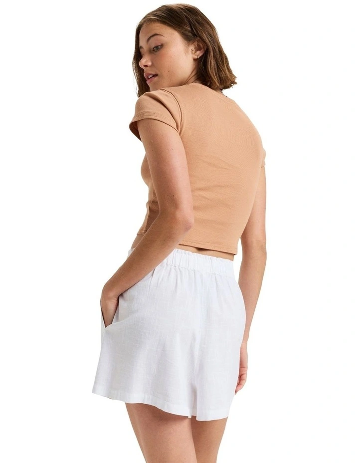 Place To Be Elastic Waist Shorts in White image 2