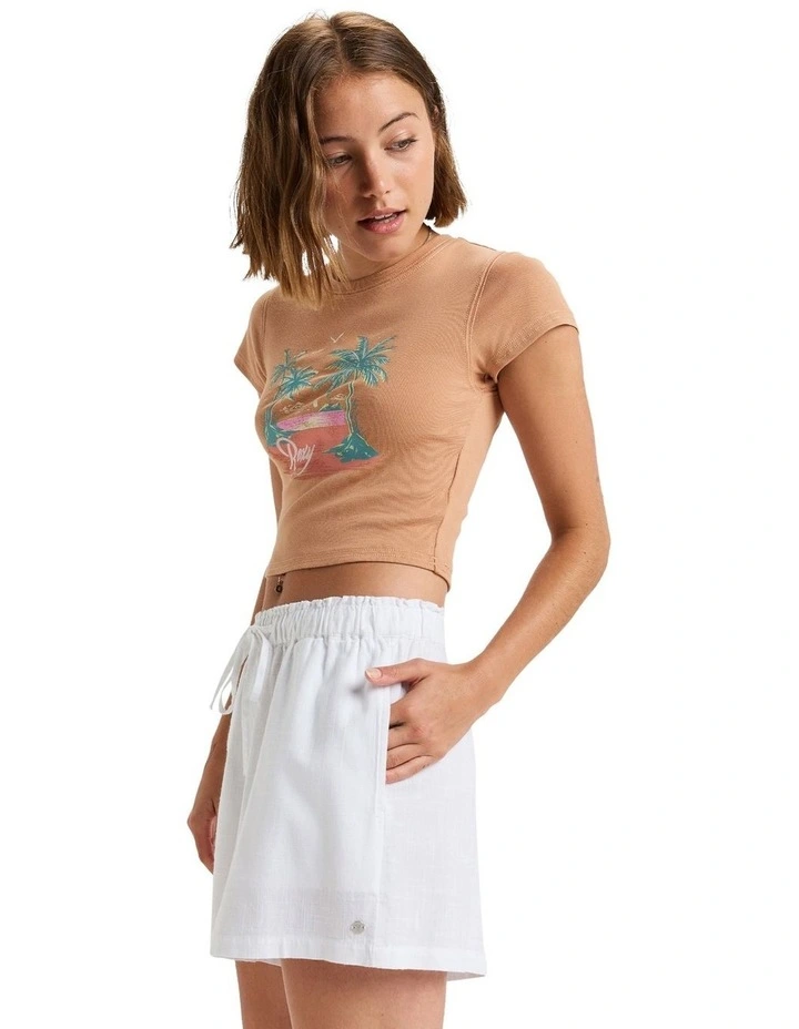 Place To Be Elastic Waist Shorts in White image 3