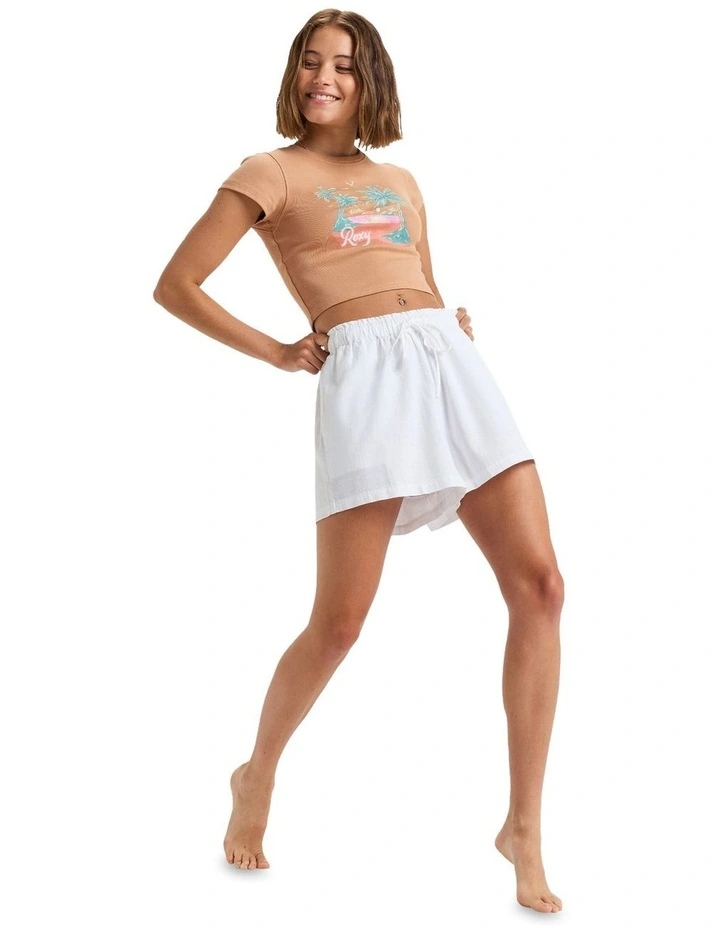 Place To Be Elastic Waist Shorts in White image 5
