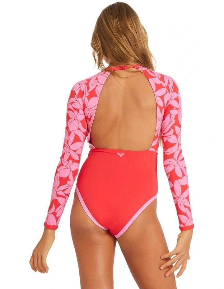 Khloe Long Sleeve One Piece in Red image 2