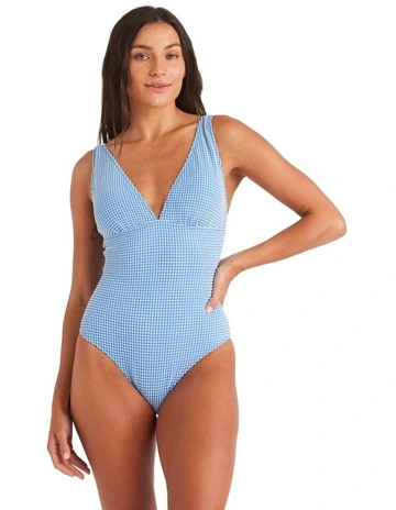 Gingham One Piece Swimsuit in Blue