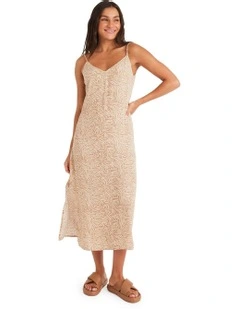 Gone Wlld Stay Sunny Midi Dress in Parchment