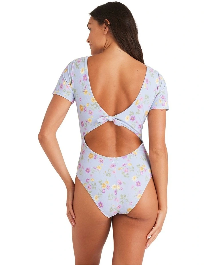 Wildflower Short Sleeve One Piece Swimsuit in Misty Blue image 2