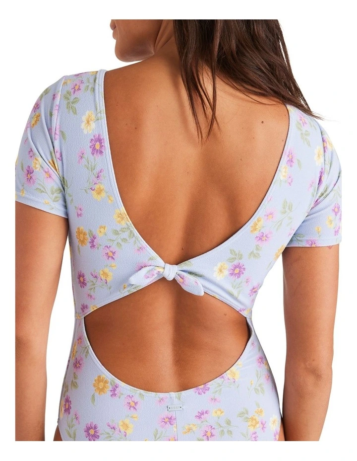 Wildflower Short Sleeve One Piece Swimsuit in Misty Blue image 4