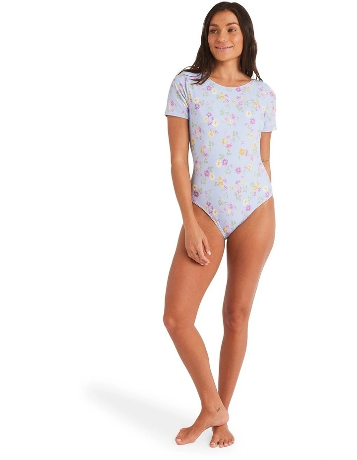 Wildflower Short Sleeve One Piece Swimsuit in Misty Blue image 5