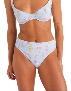 Wildflower Mid Bikini Bottom in Misty Blue