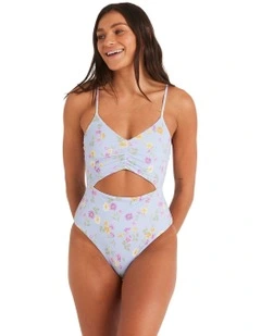 Wildflower One Piece Swimsuit in Misty Blue