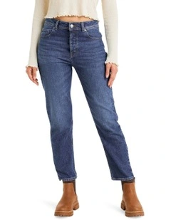 Patti Straight Denim Jeans in Medium Blue