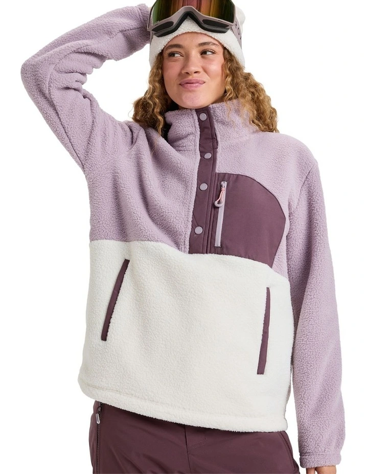 Alabama Mock Neck Half Zip Fleece Jumper in Nirvana/White image 1