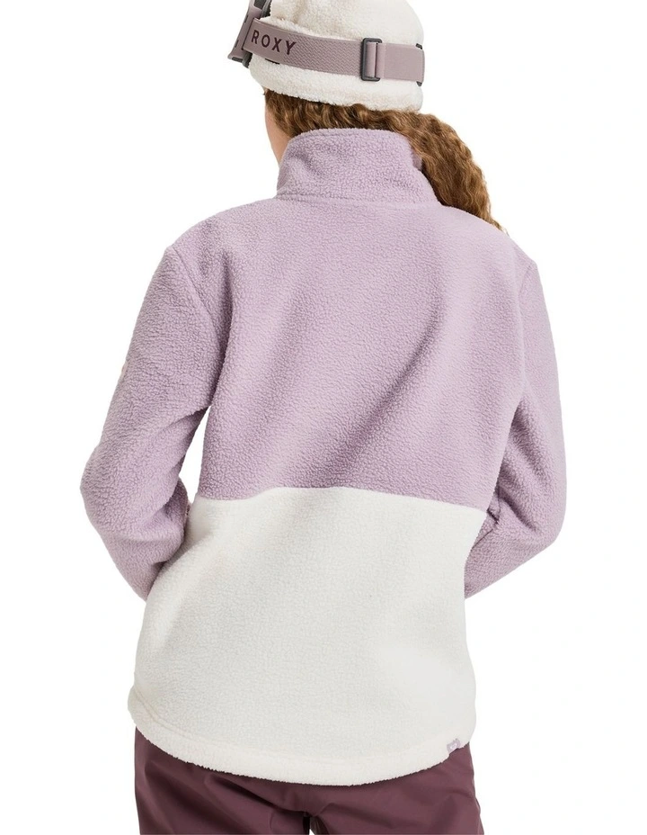 Alabama Mock Neck Half Zip Fleece Jumper in Nirvana/White image 2