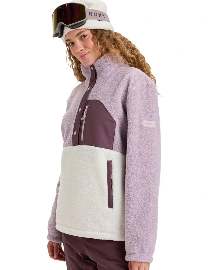 Alabama Mock Neck Half Zip Fleece Jumper in Nirvana/White image 3