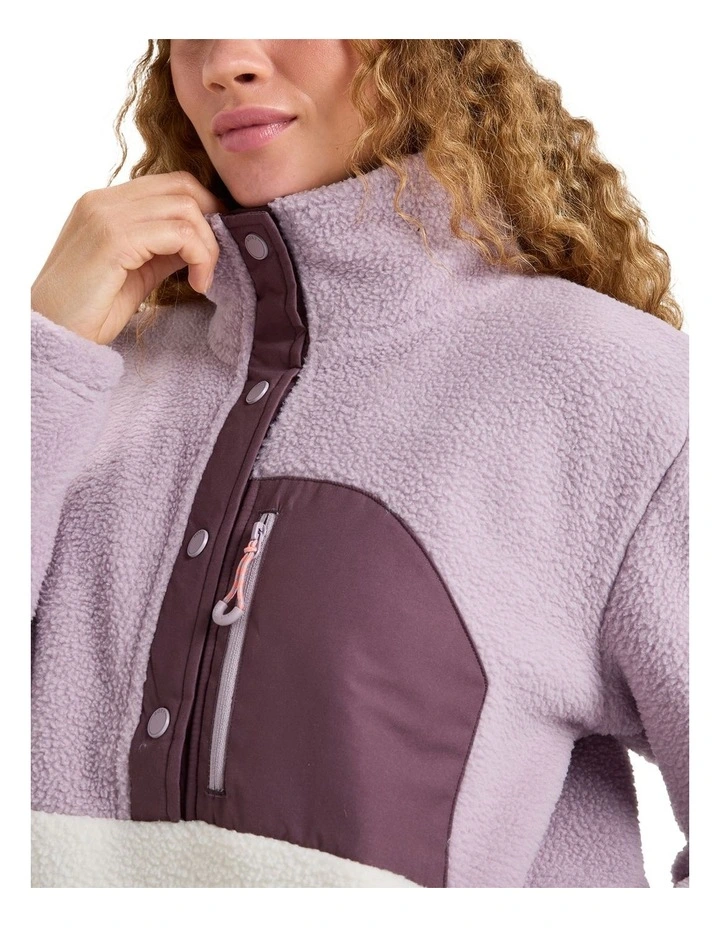 Alabama Mock Neck Half Zip Fleece Jumper in Nirvana/White image 4
