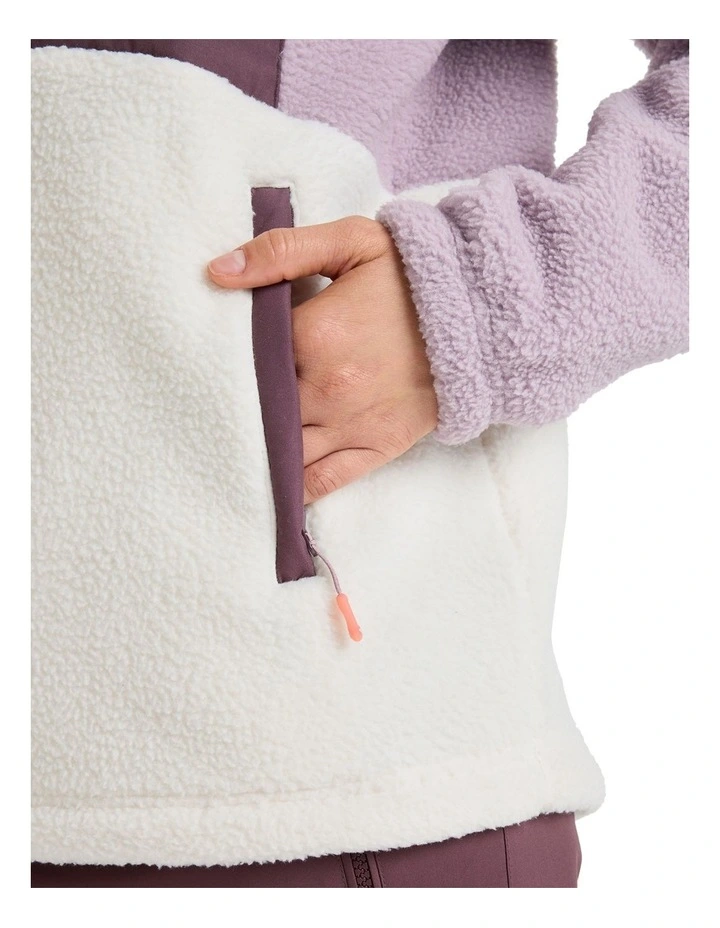 Alabama Mock Neck Half Zip Fleece Jumper in Nirvana/White image 5