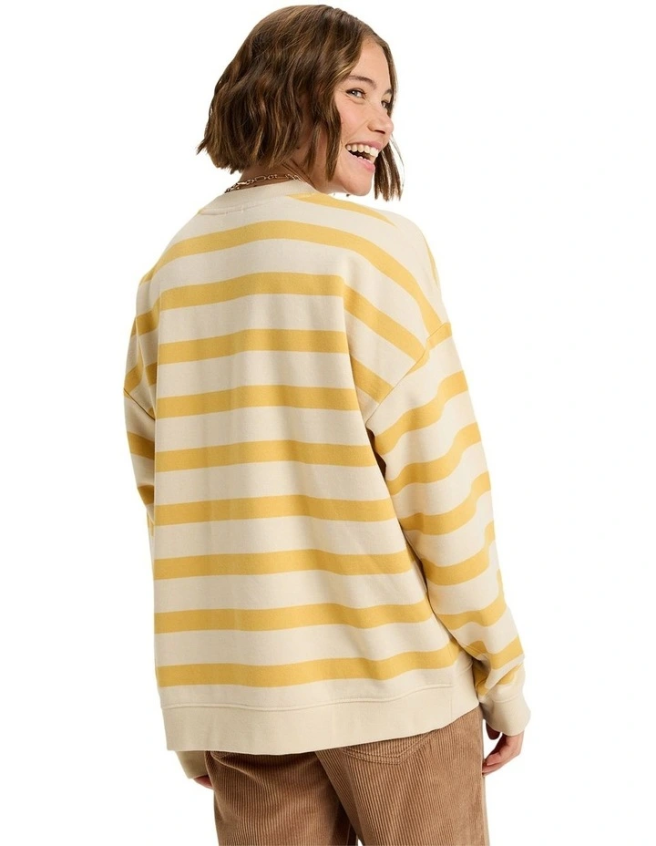 Oversized Crew Neck Jumper in Ochre Strictly Strip image 2