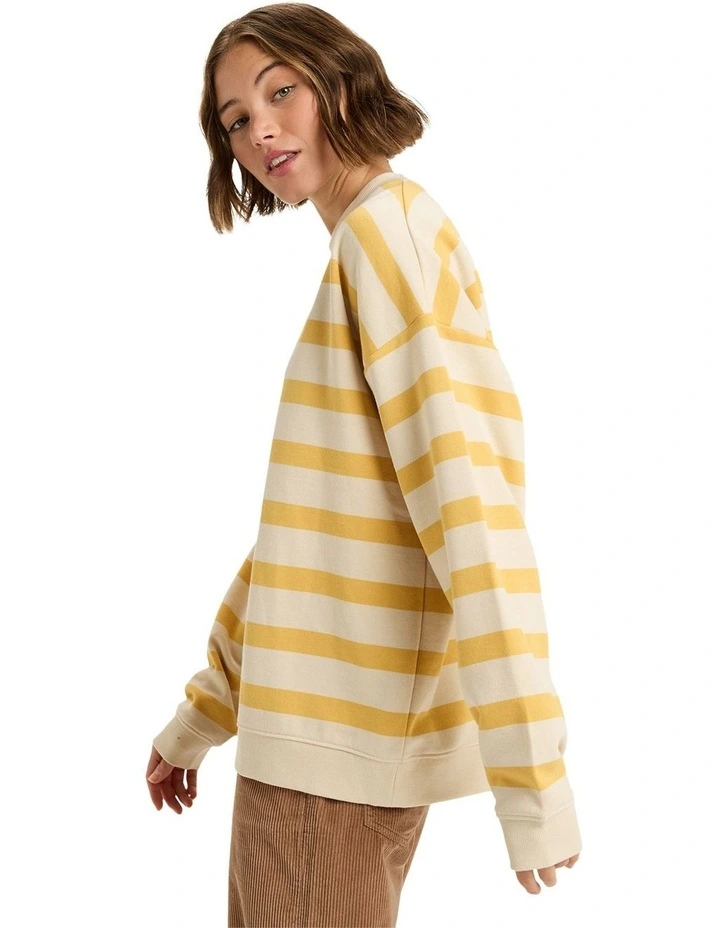 Oversized Crew Neck Jumper in Ochre Strictly Strip image 3