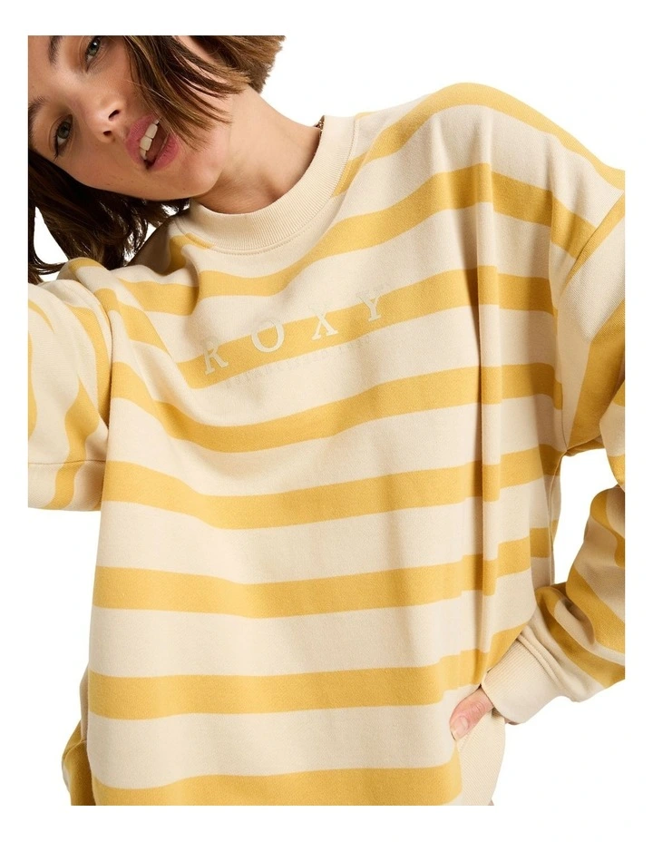 Oversized Crew Neck Jumper in Ochre Strictly Strip image 4