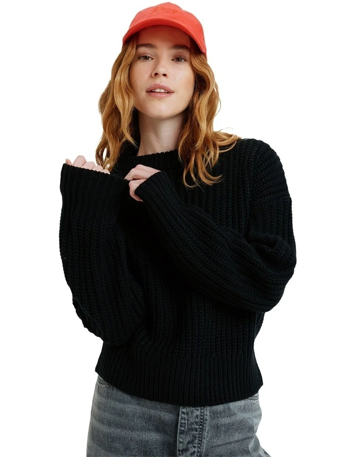 Coming Home Crew Neck Jumper in Black image 1