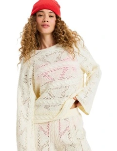 Salt Siren Crew Neck Jumper in White