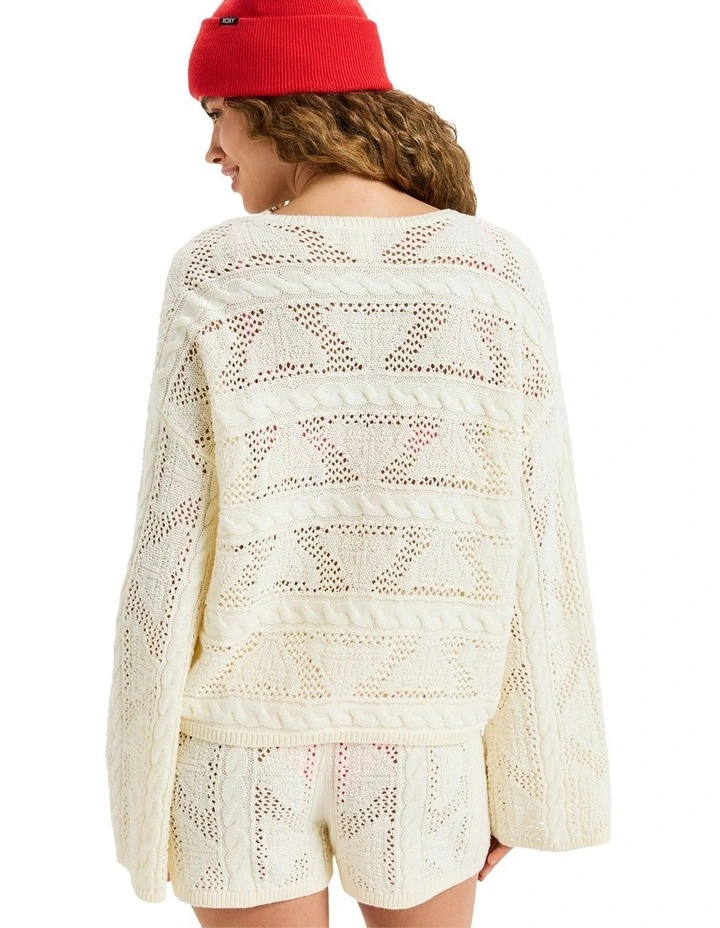 Salt Siren Crew Neck Jumper in White image 2