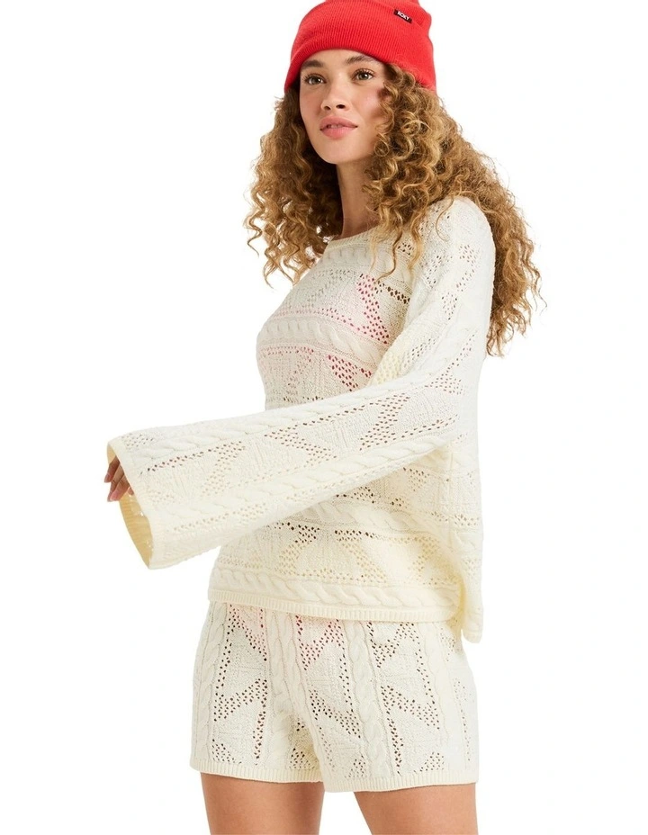 Salt Siren Crew Neck Jumper in White image 3