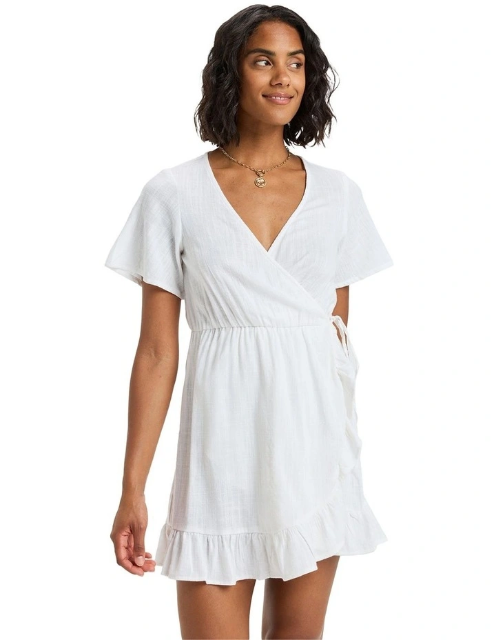 Zenit Wrap Solid Mini Dress in White image 1