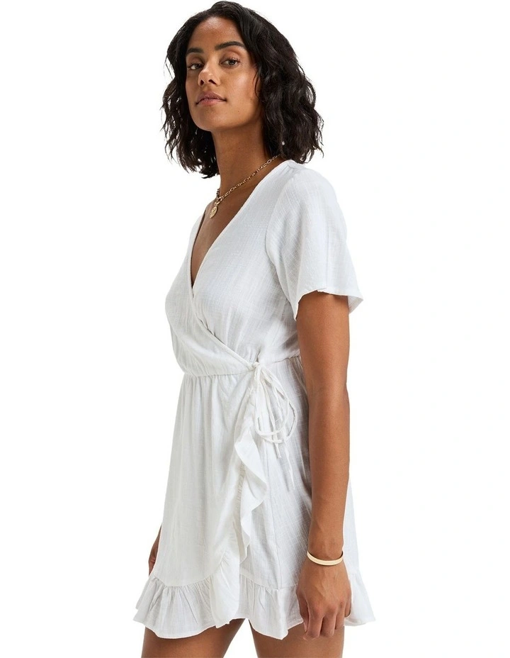Zenit Wrap Solid Mini Dress in White image 3