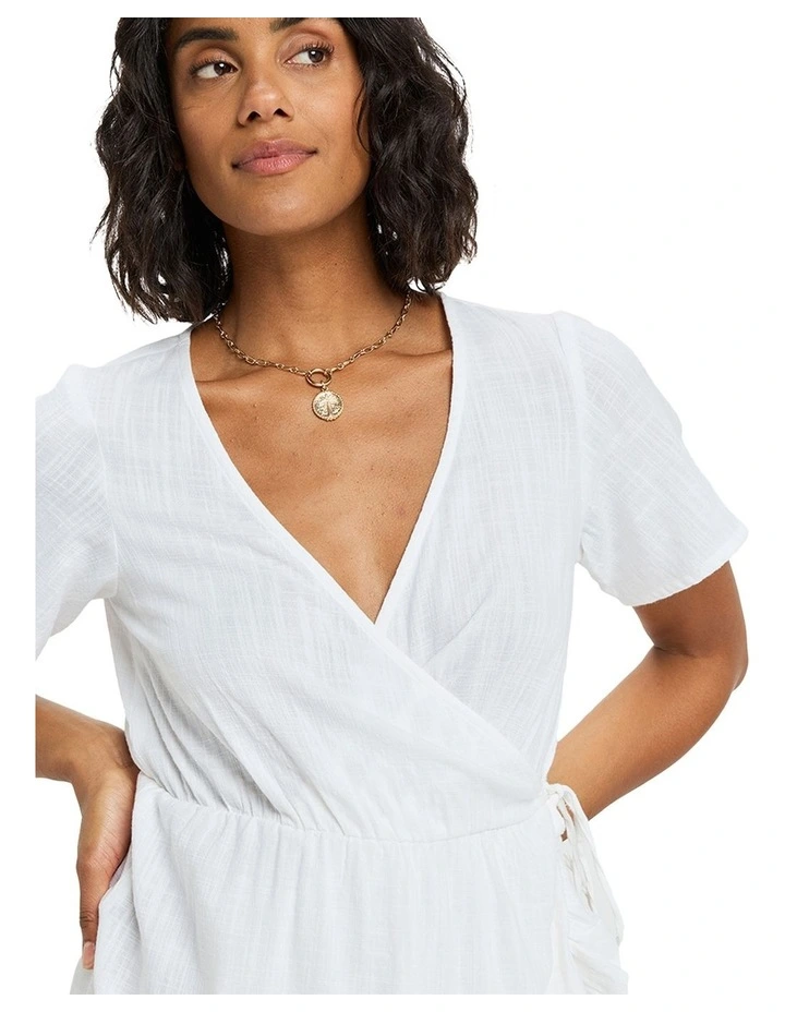 Zenit Wrap Solid Mini Dress in White image 4
