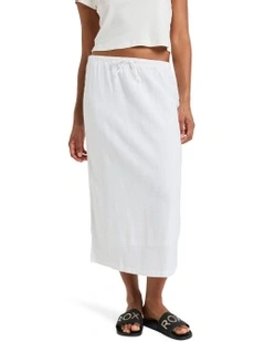 Over The Waves Midi Skirt in White