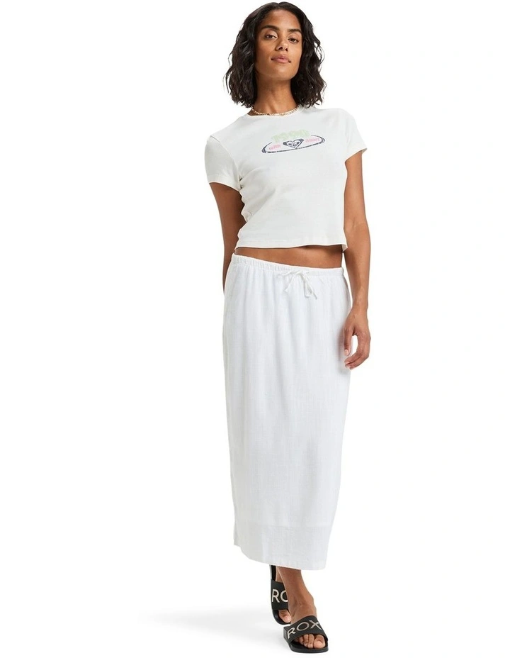 Over The Waves Midi Skirt in White image 5