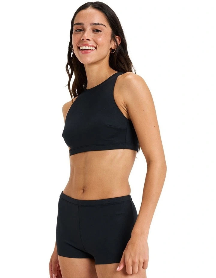 Pro Wave Crop Bikini Top in Black image 3