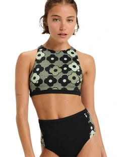 Pro Wave Crop Bikini Top in Black