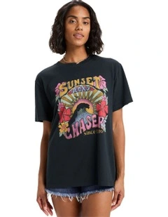 Sunnyoversize Stone Wash T-shirt in Black