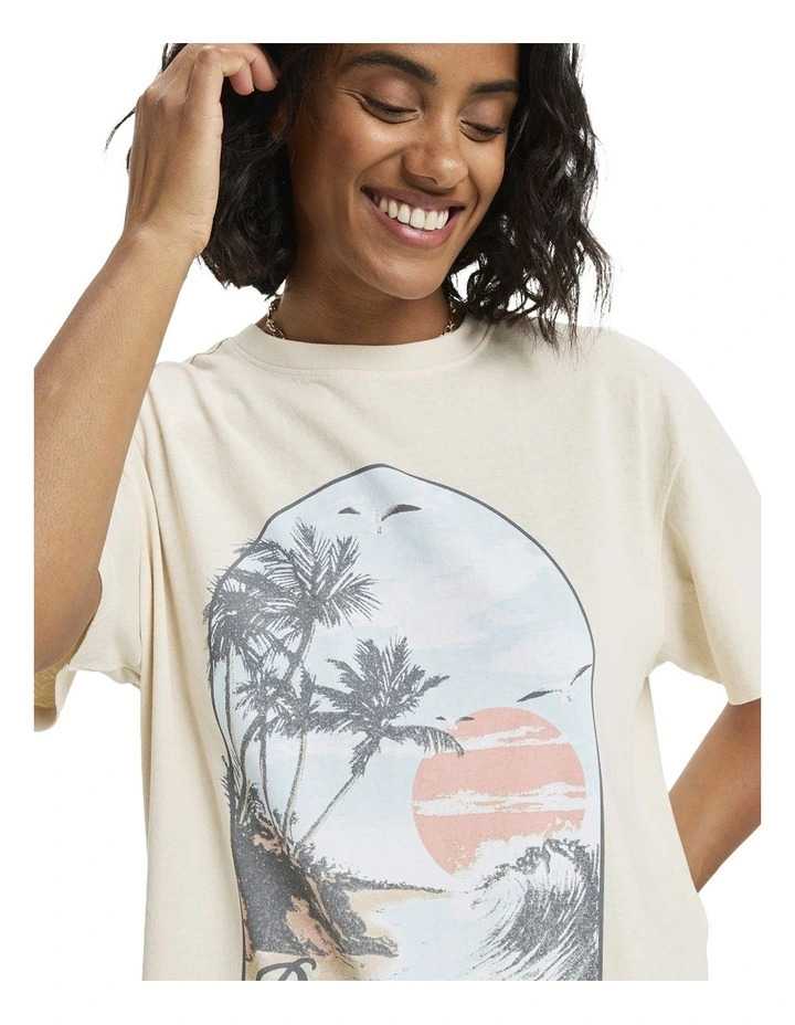 Sunnyoversize Stone Wash T-shirt in Beige image 4