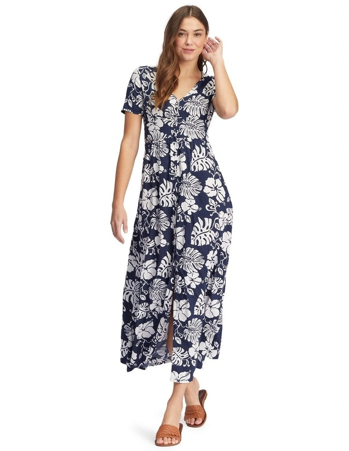 Ocean Echo Maxi Dress in Mood Indigo Heritage Floral image 1