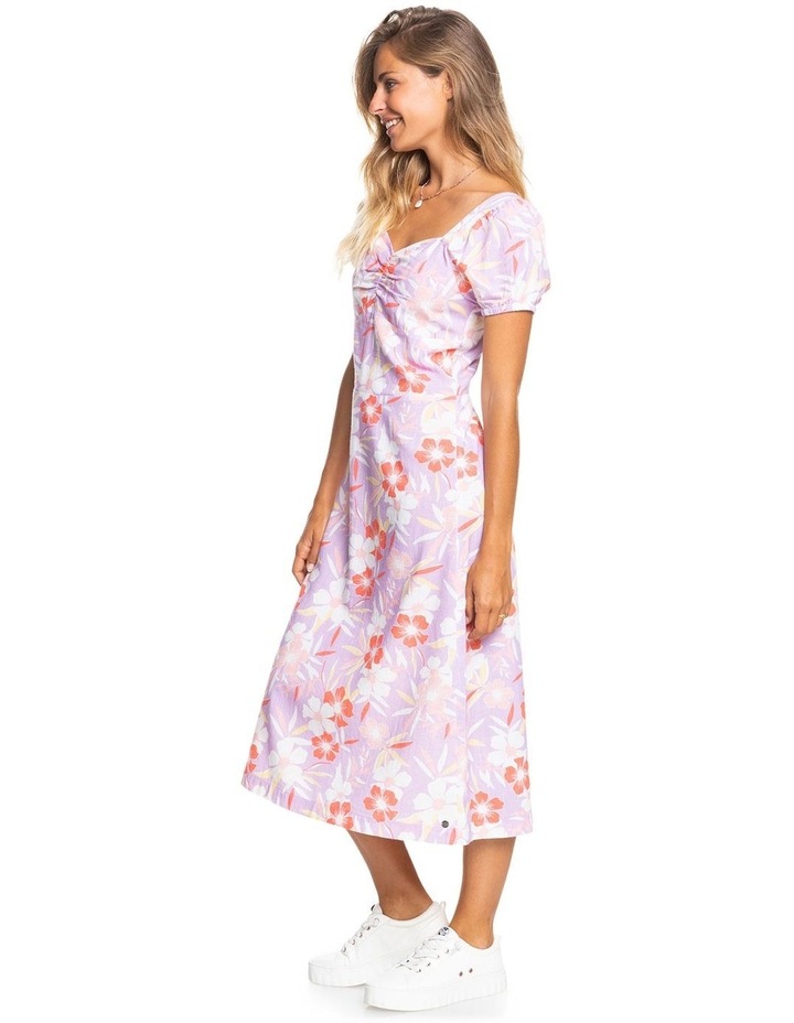 Canyon Moon Tropic Short Sleeve Midi Dress Lavendula