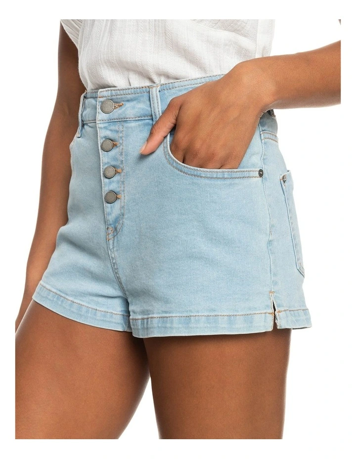 Holiday High Waist Denim Shorts in Blue image 3