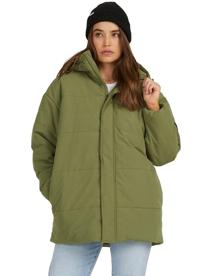 Ocean Ways Hooded Puffer Jacket in Green image 1