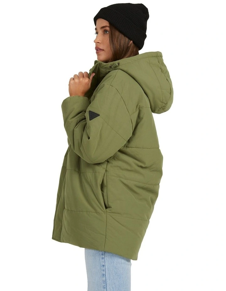 Ocean Ways Hooded Puffer Jacket in Green image 3