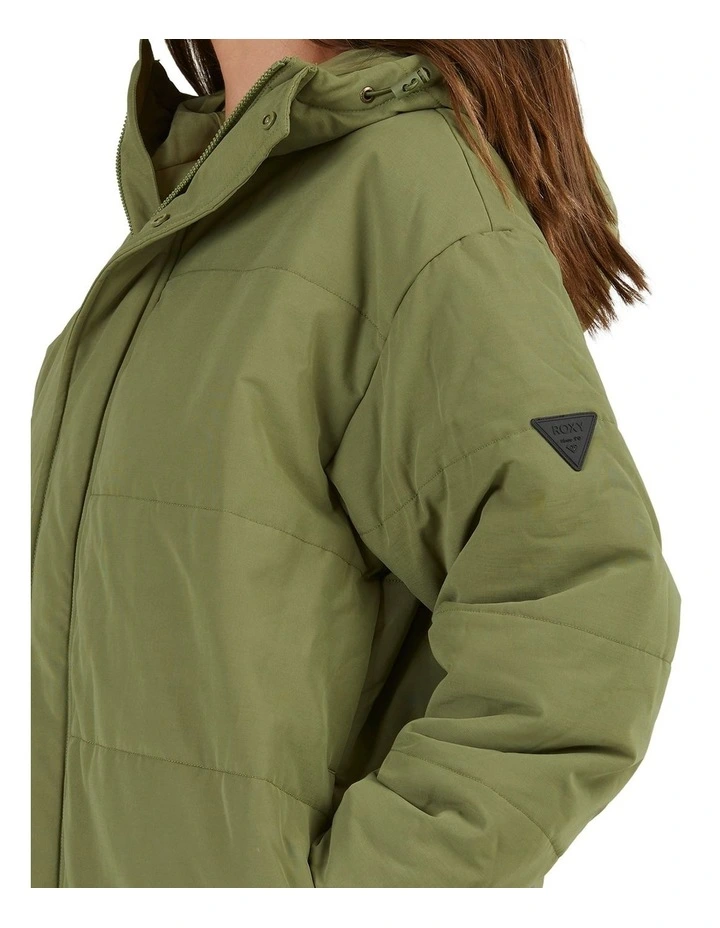 Ocean Ways Hooded Puffer Jacket in Green image 4