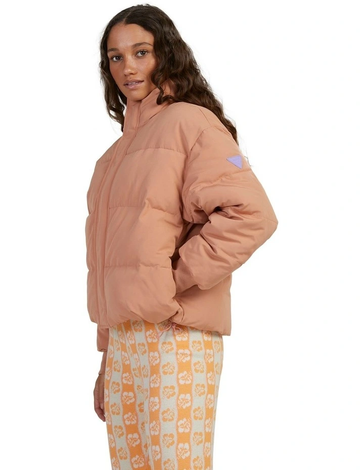 New Age Cropped Puffer Jacket in Brown image 3