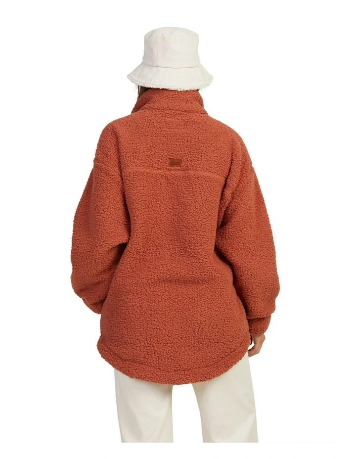 Friday In Love Teddy Zip-Up Sherpa Jacket in Brown image 2