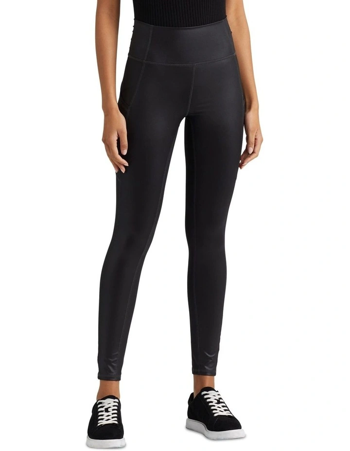 Coated Jersey Legging in Black image 1