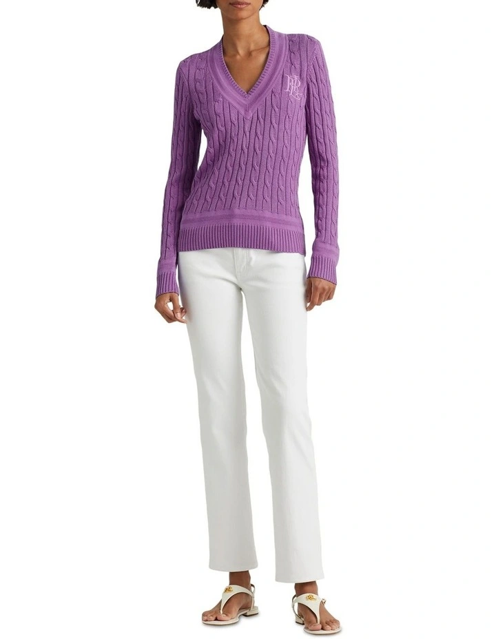 Cable-Knit Cricket Sweater in Purple image 3