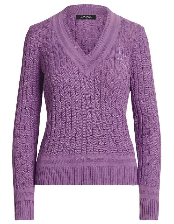 Cable-Knit Cricket Sweater in Purple image 4