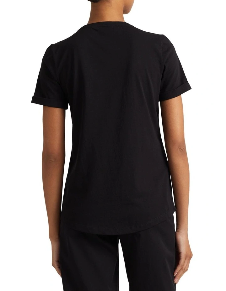 Beaded-Logo Jersey Tee in Black image 2