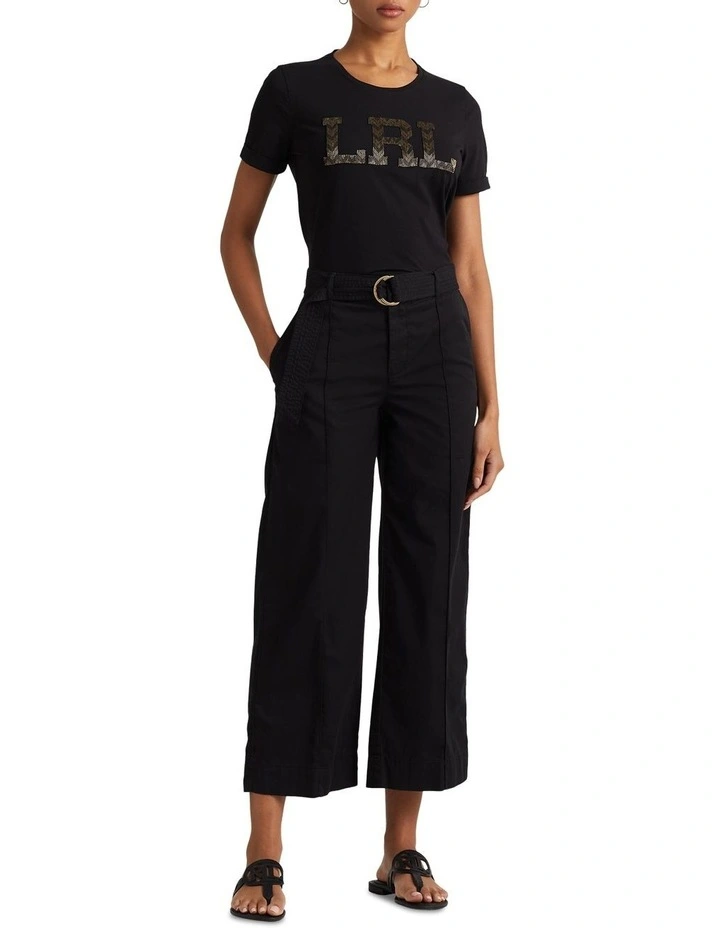 Beaded-Logo Jersey Tee in Black image 3