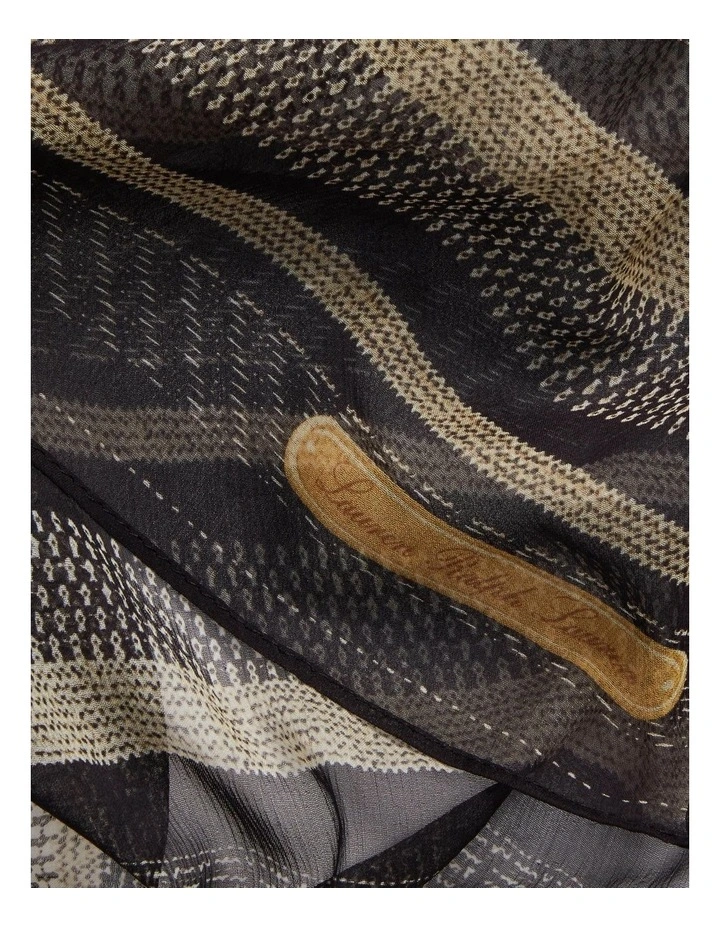 Emily Striped Crinkle Chiffon Scarf in Black Multi image 3