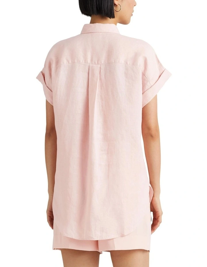 Linen Dolman-Sleeve Shirt in Orange image 2