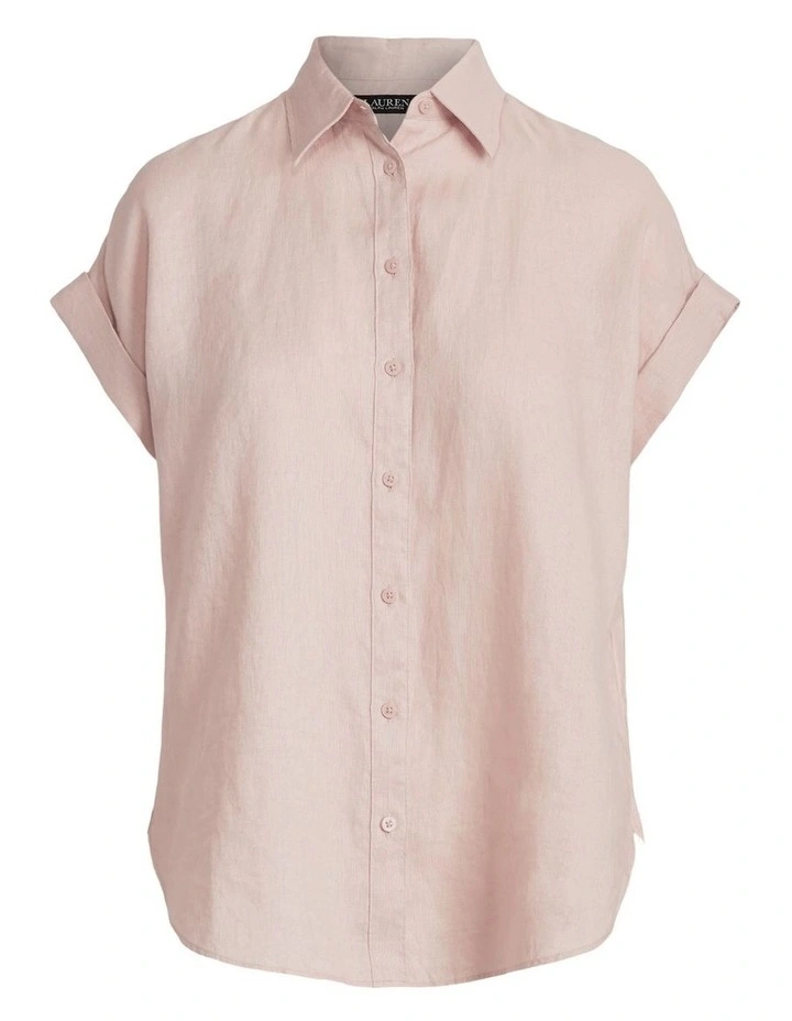 Linen Dolman-Sleeve Shirt in Orange image 4